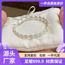 足银999.9新中式古法玫瑰花对口纯银手镯轻奢小众送女友生日礼物