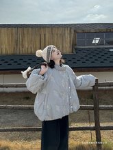 日系甜美单排扣棉服女冬季2024新款感超好看加厚保暖棉衣外套