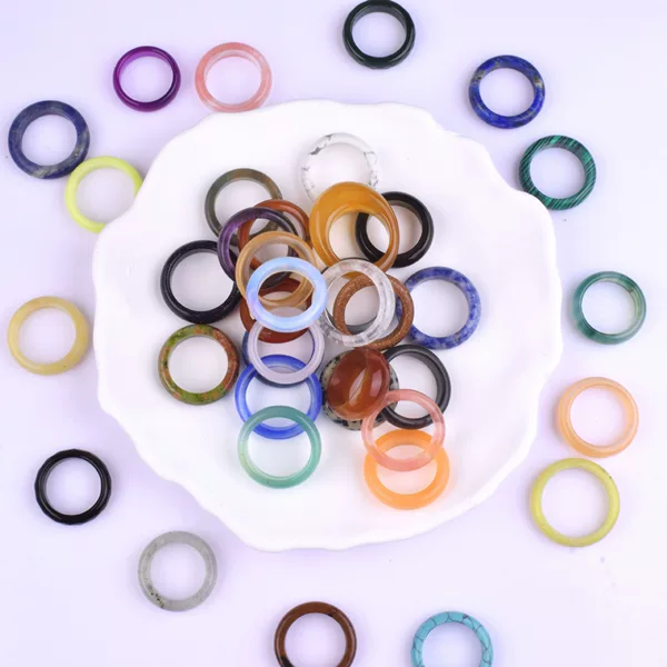 Cross-Border Natural Crystal Jade Running Ring Accessories, Unisex Handheld Ring, Vintage Ring, Agate Ring