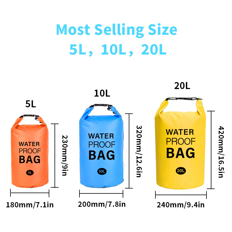 Venta directa de fábrica, bolsa impermeable para montañismo, bolsa impermeable para exteriores, bolsa impermeable para natación, playa, rafting, bolsa impermeable de PVC ecológica image 4