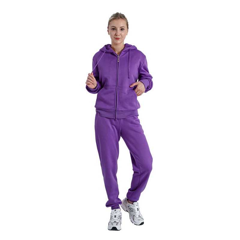 [Cross-border Hot Selling] Amazon Lee. Hanton Women Sherpa Lining 2 Pieces suit Long Sleeve Women's Sport