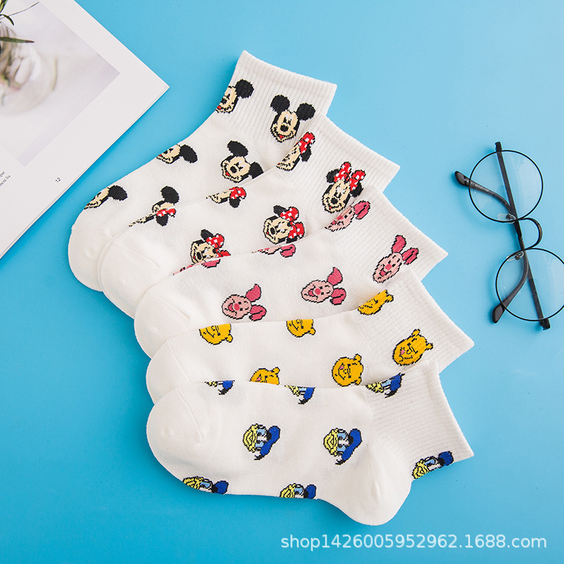 Cute Cartoon Socks Women's Short Socks Summer Thin Fashion Joker Mickey Mickey Mouse Internet Popular Ins