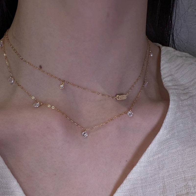 S925银轮回锆石项链女小众设计灵动百搭锁骨链轻奢高级感精致颈链|undefined