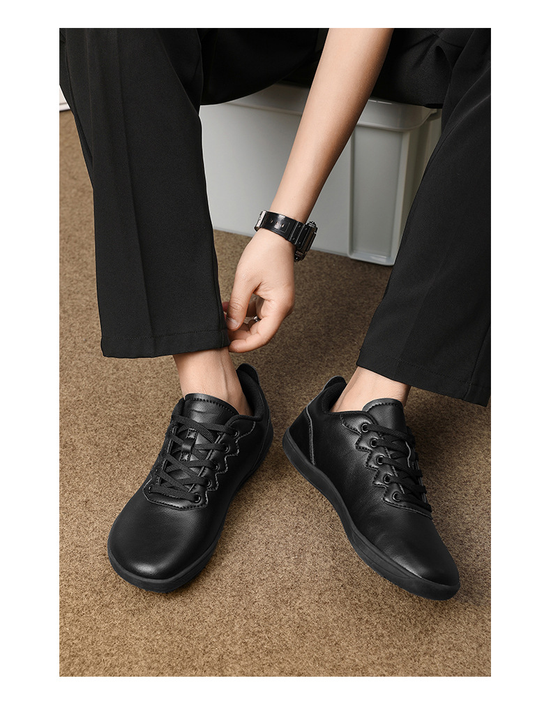 Unisex Barefoot Shoes Wide Toe Lightweight Soft Leather Trainers_voghion.com