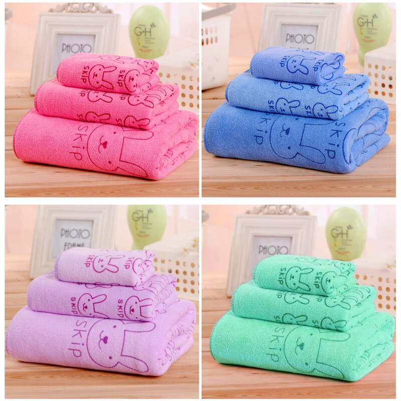 Manufacturer Three-Piece Set Bath Towel Towel Square Towel 70*140 Cartoon Bunny Head Export Cross-Border Spanish Beach Towel