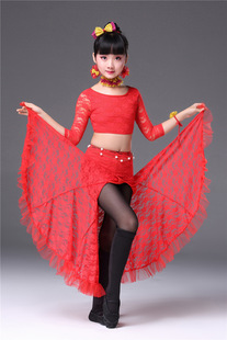Baiya Qianhui Kidsren's Performance Clothing Belly Dance Clothing Girls Practice Clothing Lace Long Skirt Suit Oriental Dance Performance Clothing