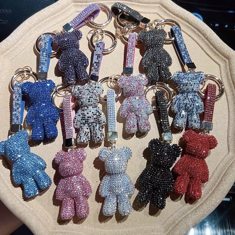 Diamond-encrusted small violent bear key chain cute car key pendant key pendant key chain Diamond-encrusted small violent bear key chain cute car key pendant key pendant key chain