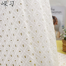 厂家直销镂空满幅电脑绣花布面料几何菱形女装宫廷汉服适用于春夏