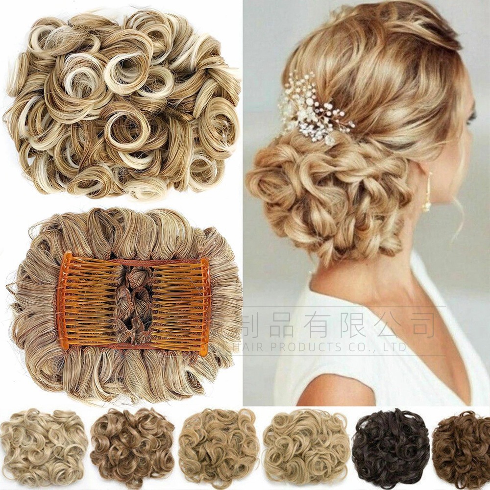 假发 丸子头女花苞自然蓬松卷发包头花拉花发包发圈盘头 外贸批发