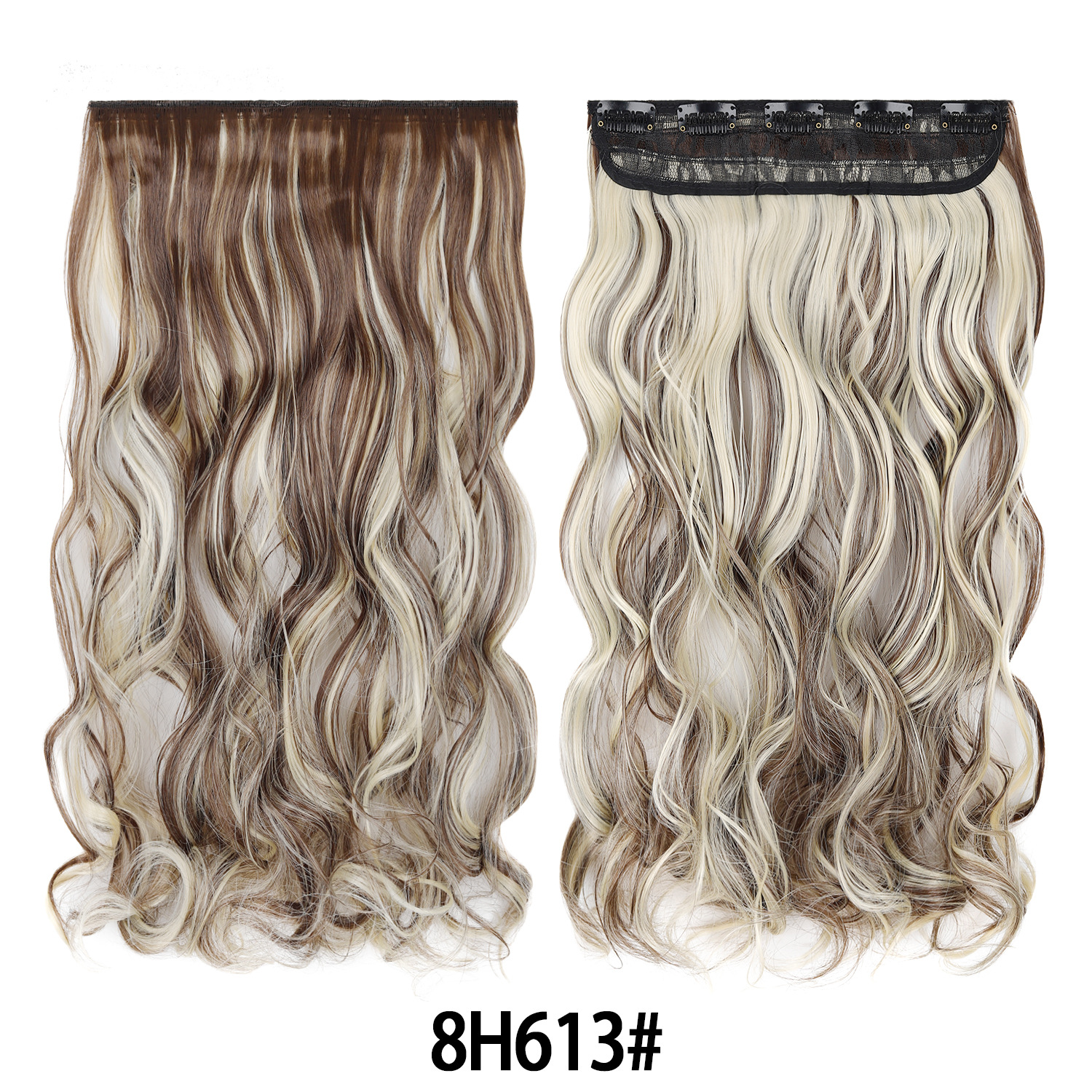 Extensión de Cabello de 5 Clips de 18 Pulgadas de Fibra de Alta Temperatura Rizado para Señoras