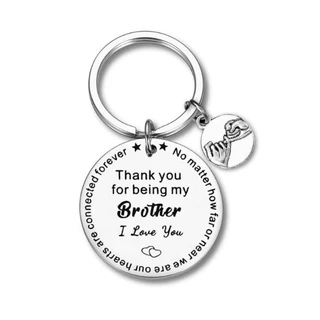 跨境thank you Brother不锈钢圆牌刻字钥匙扣送朋友家人圣诞礼物