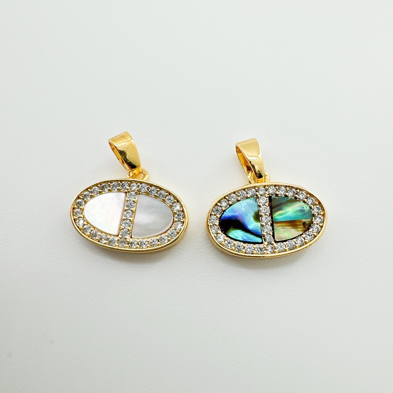 5g Weight Pendant Jewelry Making Type Shell Inlay Material DIY Jewelry Accessories Classification 1 Piece Quantity Copper Material Round Pattern Plating, Inlay Design Basic, Simple Style, Classic Style Style 1 Piece Copper Shell Round Pendant 5