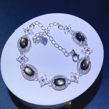 新款日韩小清新手链 天然星光蓝宝石手链 925银镶嵌手链批发