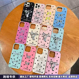 电镀滴胶波点蝴蝶结iPhone14/16适用12苹果15PROMAX手机壳防摔套X