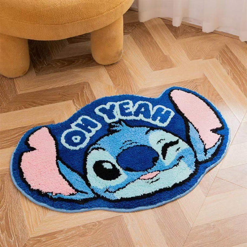 Cartoon Cute Stitch Imitation Cashmere Carpet, Thick and Wear-Resistant, Bedroom Bedside Rug, Living Room Stain-Resistant and Easy-Care Carpet