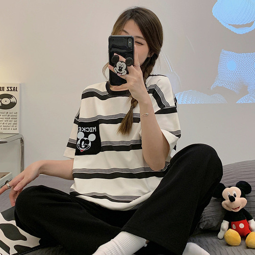 New pajamas, women's short-sleeved trousers, summer suits, Korean students' sweet and cute cartoon ladies' loose home clothes
