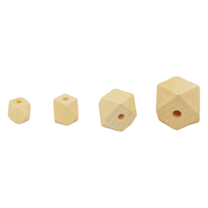 Factory wholesale 10~30mm log color octagonal geometric wooden beads loose beads polygonal perforated wooden jewelry accessories