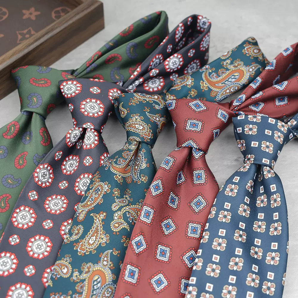 现货9cm商务正装宽版领带男士商务复古印花领带厂家批发多色可选