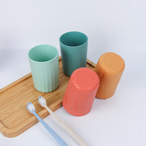 Amazon Wheat Straw Toothbrush Cup Household Couple's Oral Care Cup Student Dorm Toothbrush Cup Manufacturer Wholesale