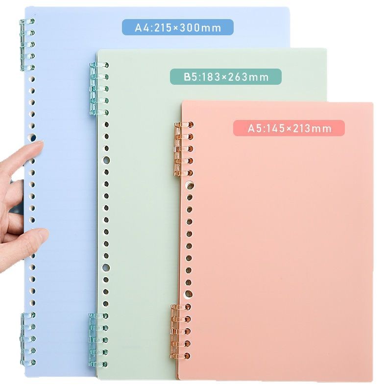 Cubierta transparente pp no se agarra mano A5 libro de hoja estudiantil B5 cuadernos de línea horizontal desmontables DIY libro de hoja de hoja