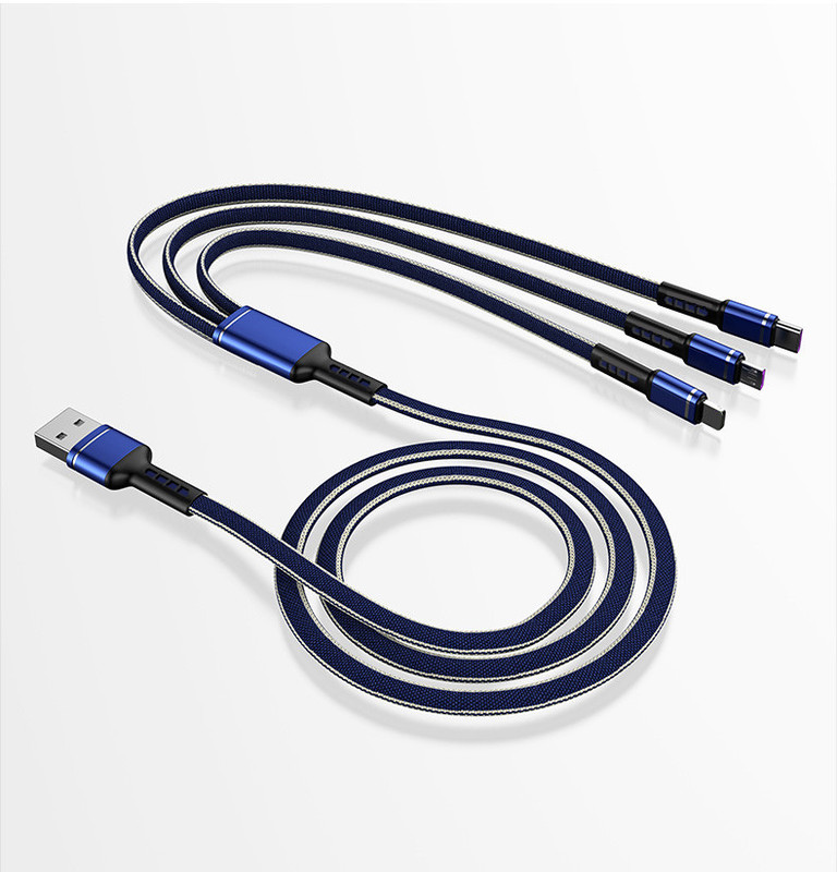 ナイロン編組一モップ三データ線多頭2a快充三合一携帯電話充電線ロゴ小プレゼント卸売り|undefined