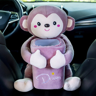 Multifunctional creative car tissue box car trash can tissue box two-in-one plush toy car interior accessories