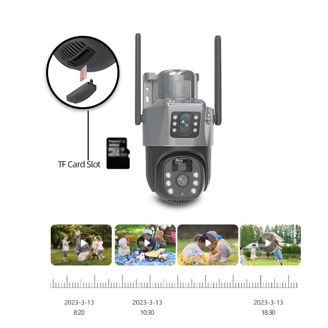 Fábrica personalizada cámara solar doméstica HD panorama inteligente 4g teléfono móvil remoto doble lente monitoreo impermeable