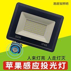 跨境苹果感应投光灯户外防水庭院楼道可调亮度人体感应led投光灯