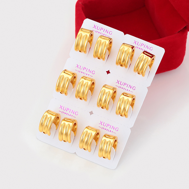 Xuping nueva moda simple brillante geometría auriculares nicho ligero de lujo atmósfera aleación de cobre chapado 24k auriculares para mujeres