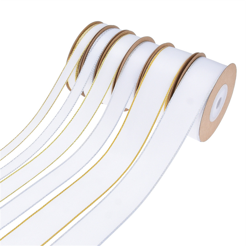 Amazon cinta de borde de cebolla de oro y plata de doble cara engrosada cinta de poliéster arco accesorios para el cabello cinta vestido floral