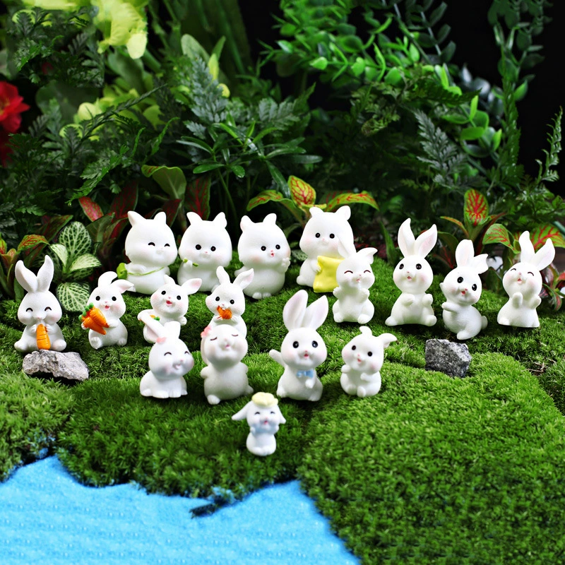 Jingjiao мох суккулент микро пейзаж DIY материал украшения кролик милый кролик белый микро Пейзаж украшения