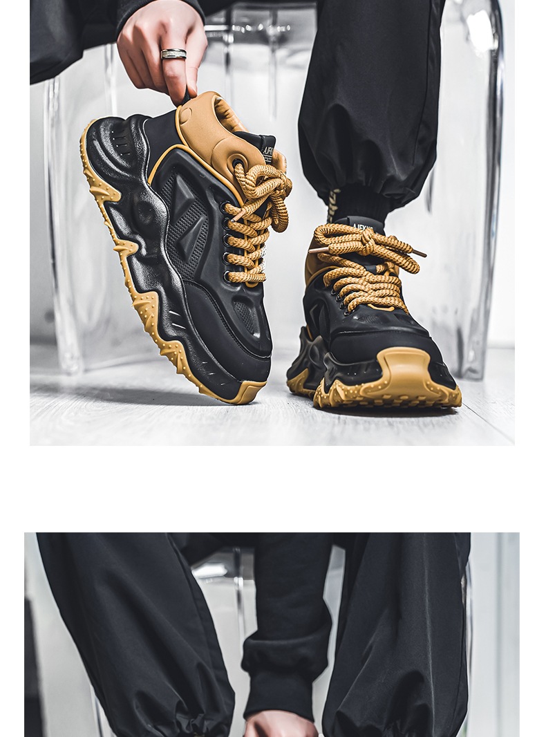Men's Thick-soled Casual Dad Sneakers Height Increasing Board Shoes_voghion.com