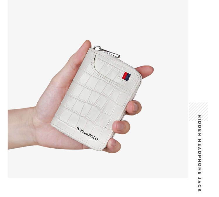 Ví card holder da thật nhiều ngăn đựng thẻ có khóa kéo Emperor Paul chi tiết 15