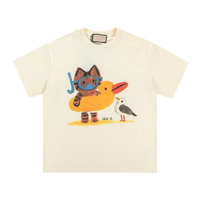 高バージョン。 G's Tシャツ Gujia 半袖 2025 夏新作 アニマル柄 プリント カジュアル ゆったり 男女兼用|undefined