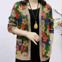 Новый трикотажный кардиган топ женская весна и осень с длинными рукавами тонкая куртка свободная тонкая с тонким принтом