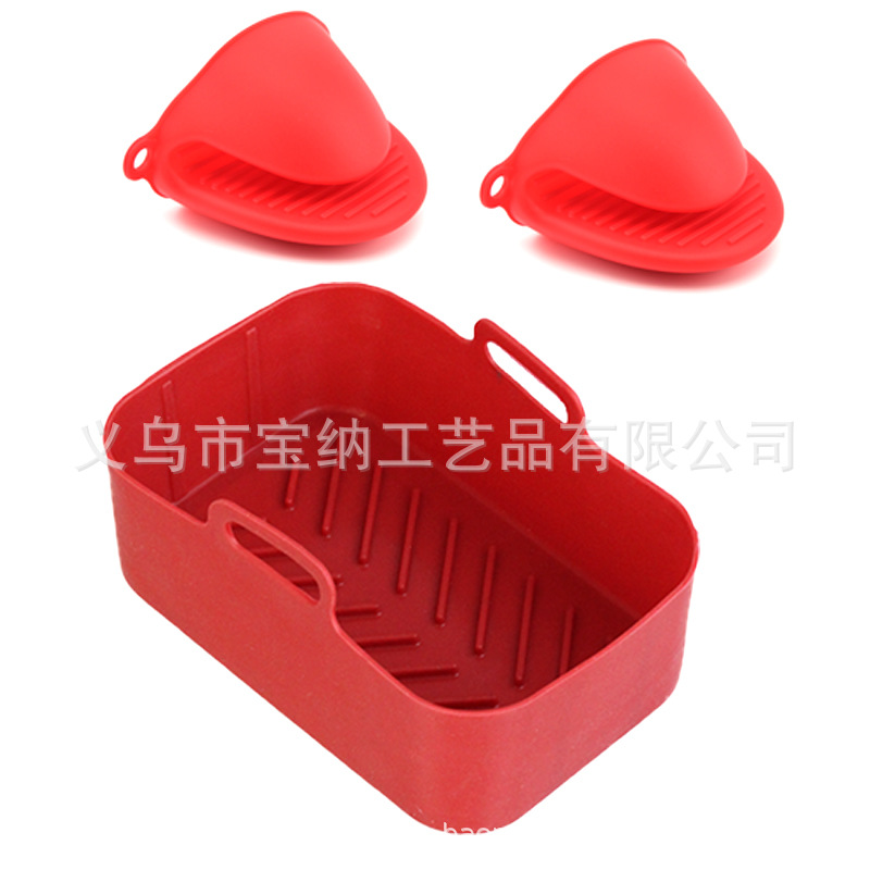 Rectangular de doble olla de silicona sartén freidora de aire accesorios DZ201 silicona para hornear olla de silicona