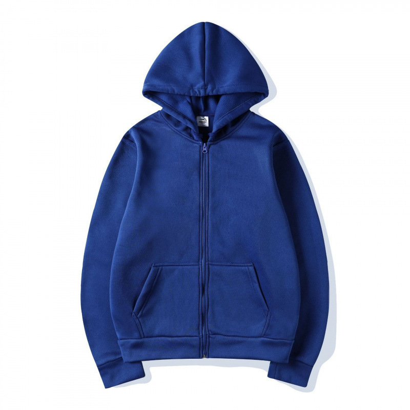 跨境欧美开衫连帽卫衣纯色运动服上衣秋冬季男女同款拉链短袖|undefined
