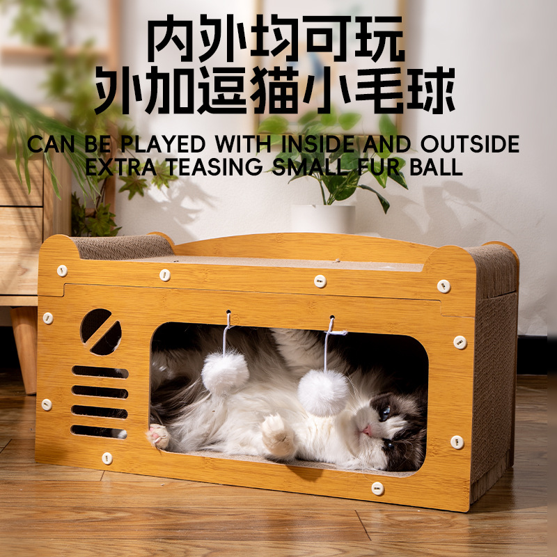 Directo de fábrica resistente al desgaste no-chip de papel corrugado gato nido gato escalada rack multi-funcional gato rasguño tablero gato sofá gato juguete