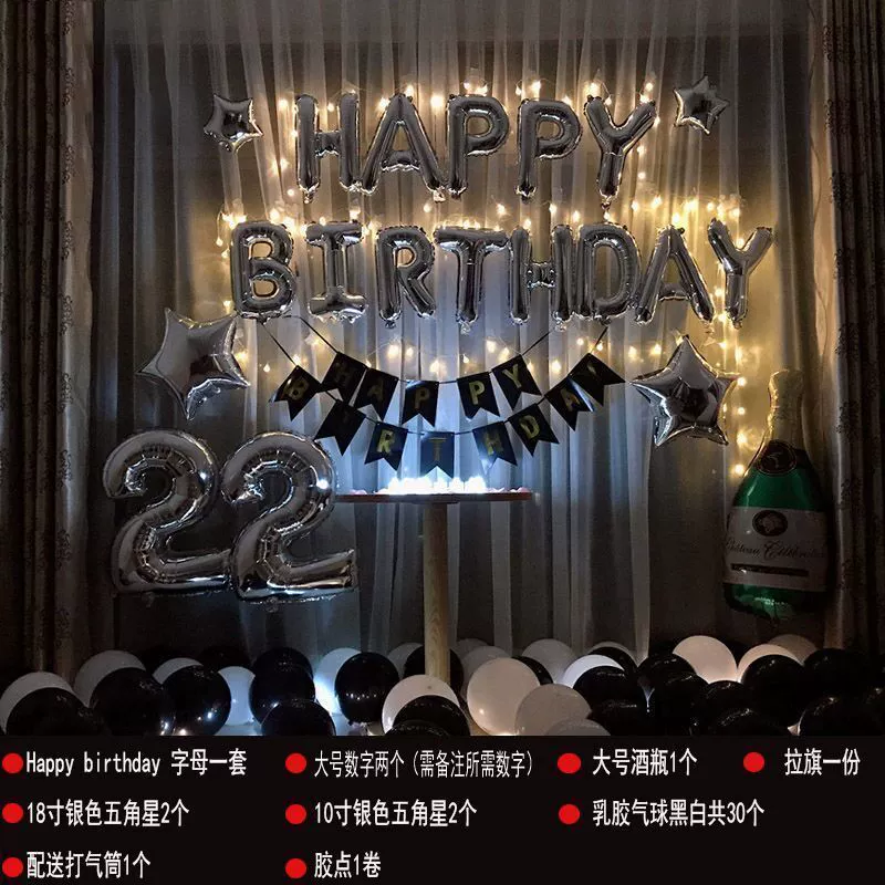 Костюм дня рождения С Днем Рождения Вечеринка Гостиничный номер Украшения Макет сцены Фон Настенные шары
