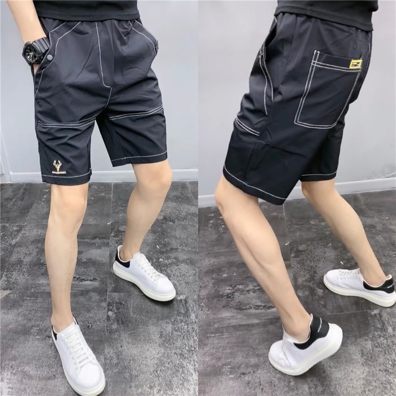 Summer thin quick drying for men, simple and versatile black shorts, Korean version trendy sports casual pants,_voghion.com