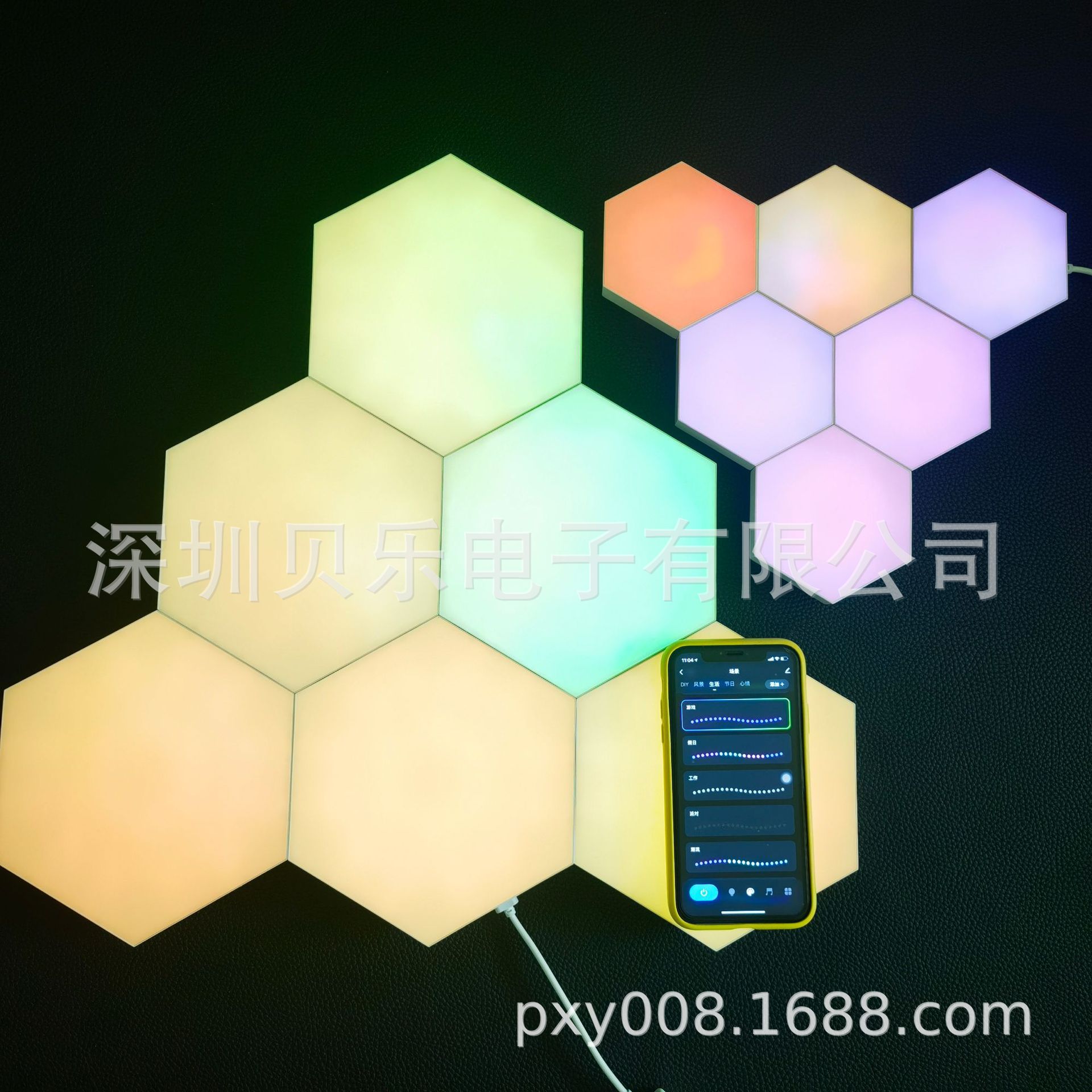 专BL-Q07 WIFI款六边形拼接灯蜂巢涂鸦APP幻彩LED装饰灯 TUYA APP|ms