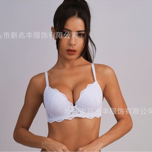 Cross-Border European and American Sexy Lace Bra Ready-Made Adjustable Top Support Bra with Side Collection and Comfortable Bra
