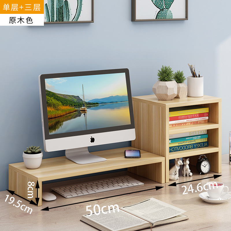 Estante elevador para monitor con cajones para almacenamiento en escritorio, organizador para dormitorio estudiantil, cajón elevador.