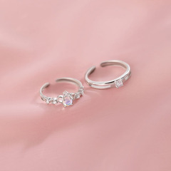 月光石小眾設計ins冷淡風皇冠開口戒指女氣質潮流個性高級感指環