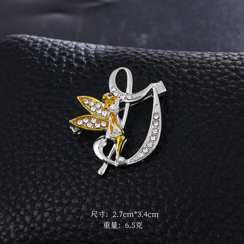 Ángel inglés carta broche moda oro diamante broche aleación ramillete accesorios de ropa PIN
