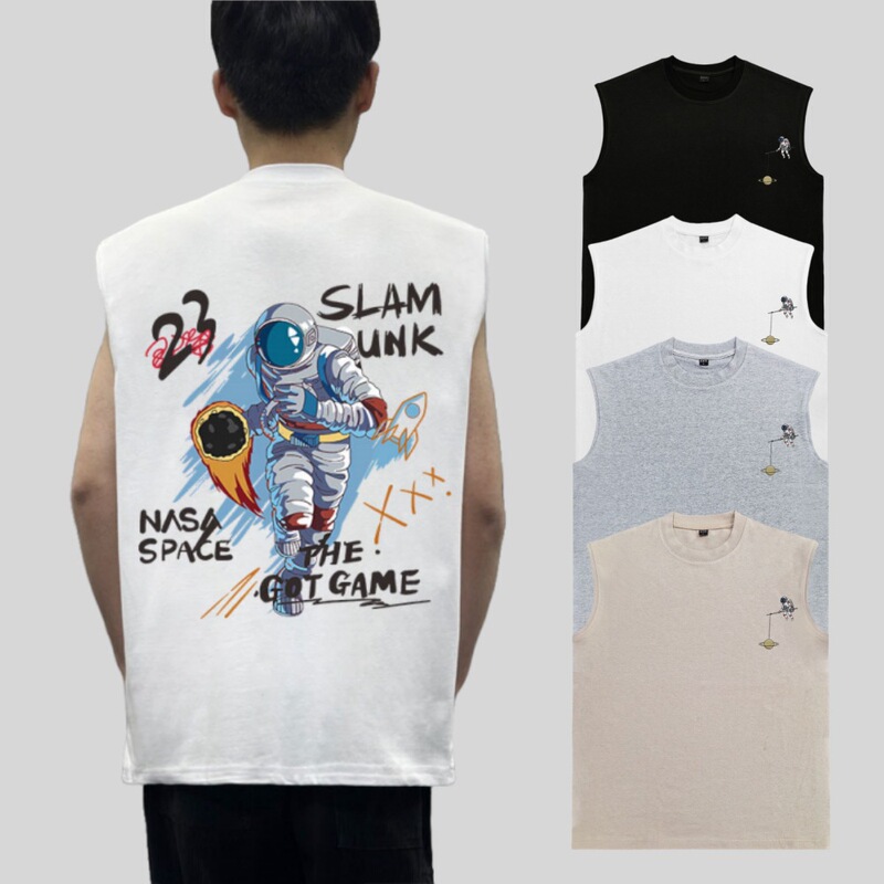 American Style Retro Astronaut Print T-Shirt Sleeveless Vest High Street Casual Waistcoat Sports Basketball Top Ins Trend American Style Retro Astronaut Print T-Shirt Sleeveless Vest High Street Casual Waistcoat Sports Basketball Top Ins Trend