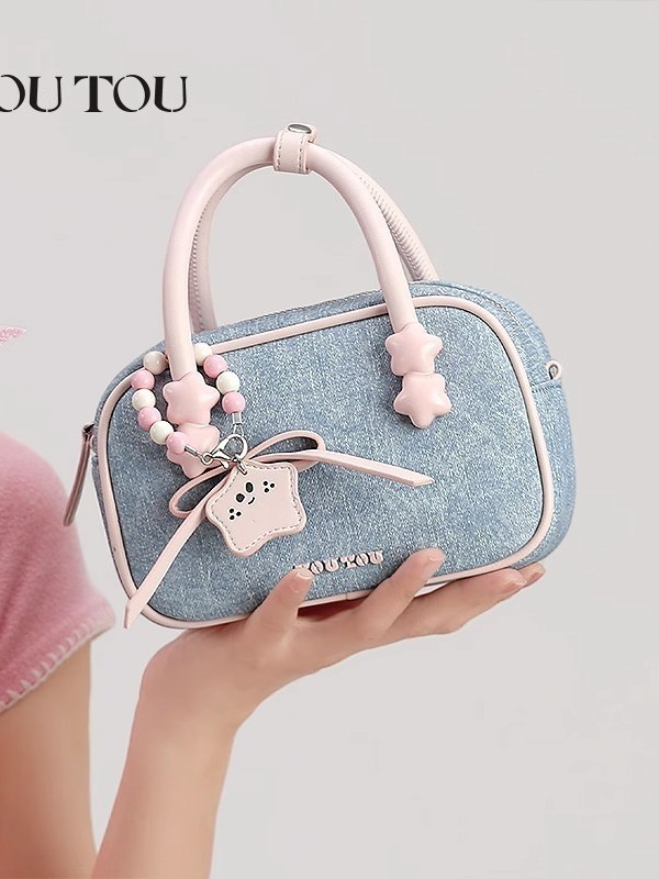 卸売ドロップシッピング人気のTOUTOUポータブルボストンバッグハイエンドコントラストカラーボウリングバッグシングルショルダークロスボディバッグ|undefined