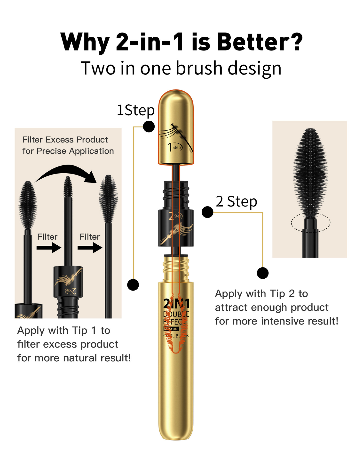 HelloKiss Natural, Slender, sweat-resistant, non-smudge mascara, Thick and curling Dual-effect Mascara, Cross-border makeup undefined