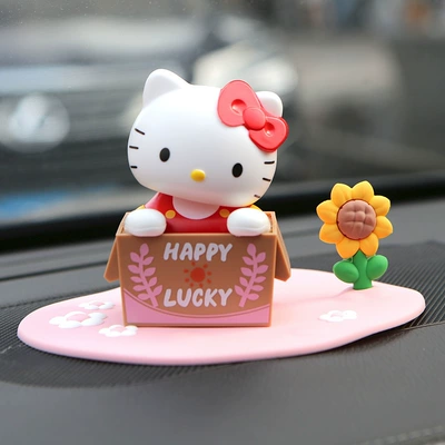 Car ornaments, Shaking Head Solar Car - red-box-hellokitty-solar-model-anti-slip-mat