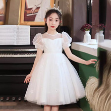 女童白色公主裙夏季2024新款小女孩洋气花童蓬蓬纱连衣裙儿童裙子